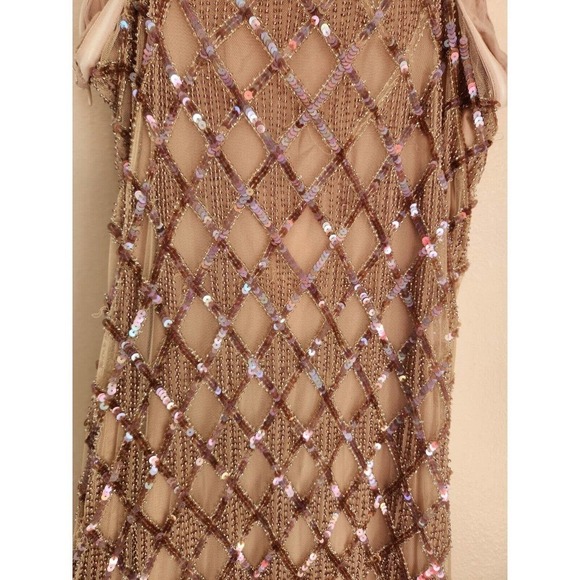 NWD Anthropologie Let Me Be Checked Shine Embellished Dress Size L Mauve - Picture 8 of 16